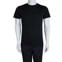Pre Owned Saint Laurent Paris Black Logo Detail Crewneck T-Shirt S