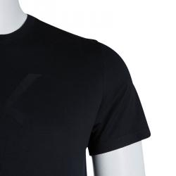 Pre Owned Saint Laurent Paris Black Logo Detail Crewneck T-Shirt S