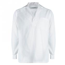Pre Owned Saint Laurent Paris White Checkered Cotton Shirt S