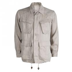 Saint Laurent Paris Khaki Linen Utility Jacket M