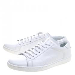 مملوكة مسبقًا Saint Laurent Paris White Leather Low Top Sneakers Size 42