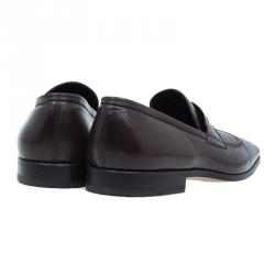Saint Laurent Paris Brown Brogue Leather Penny Loafers Size 40.5
