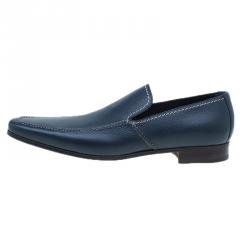 Pre Owned Saint Laurent Paris Blue Leather Loafers Size 41.5