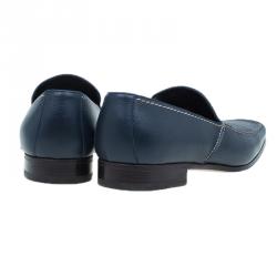 Pre Owned Saint Laurent Paris Blue Leather Loafers Size 41.5