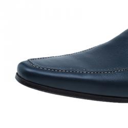 Pre Owned Saint Laurent Paris Blue Leather Loafers Size 41.5