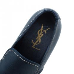 Pre Owned Saint Laurent Paris Blue Leather Loafers Size 41.5