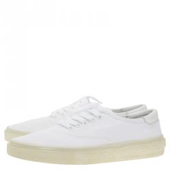 Pre Owned حذاء رياضي سان لوران باريس كانفاس أبيض مقاس 40