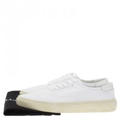 Pre Owned حذاء رياضي سان لوران باريس كانفاس أبيض مقاس 40