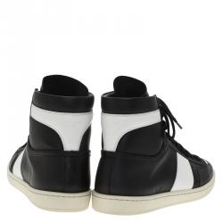 Pre Owned Saint Laurent Paris Monochrome Perforated Leather High Top Sneakers Size 39