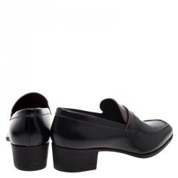 Saint Laurent Paris Black Leather Penny Loafers Size 44