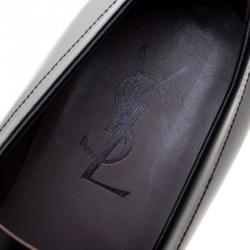 Saint Laurent Paris Black Leather Penny Loafers Size 44