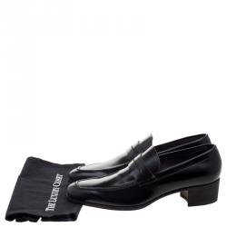Saint Laurent Paris Black Leather Penny Loafers Size 44