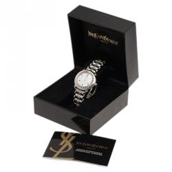 Saint Laurent Paris White Stainless Steel Herrenuhr Men's Wristwatch 36MM