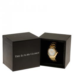 Saint Laurent Paris White Gold-Plated Stainless Steel Herrenuhr Men's Wristwatch 36MM