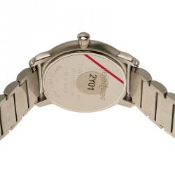 Pre Owned Saint Laurent Paris White Stainless Steel Herrenuhr Men's Wristwatch 36MM