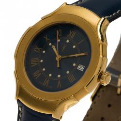Saint Laurent Paris Blue Gold-Plated Stainless Steel Classic Men's Wristwatch 36MM