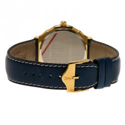 Saint Laurent Paris Blue Gold-Plated Stainless Steel Classic Men's Wristwatch 36MM