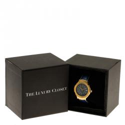 Saint Laurent Paris Blue Gold-Plated Stainless Steel Classic Men's Wristwatch 36MM