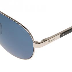Pre Owned Salvatore Ferragamo Silver SF136SP Aviator Sunglasses
