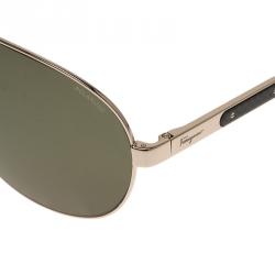 Pre Owned Salvatore Ferragamo Gold SF136SP Aviator Sunglasses