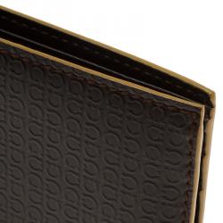 Salvatore Ferragamo Brown Gancio Embossed Bi-Fold Wallet