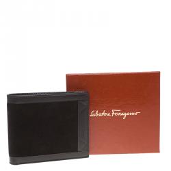 Salvatore Ferragamo Brown Leather and Suede Bi-Fold Wallet