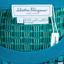 Pre Owned بلوفر سالفاتوري فيراغامو كاروه تركواز للرجال L