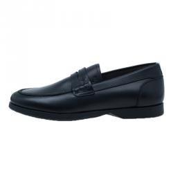 Pre Owned Salvatore Ferragamo World Tour Black Leather Penny Loafers Size 42
