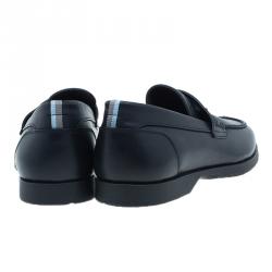 Pre Owned Salvatore Ferragamo World Tour Black Leather Penny Loafers Size 42