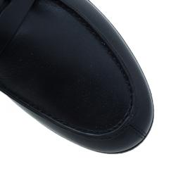 Pre Owned Salvatore Ferragamo World Tour Black Leather Penny Loafers Size 42