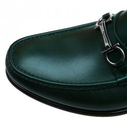 Pre Owned Salvatore Ferragamo Dark Green Gancio Bit Loafers Size 44