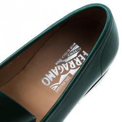 Pre Owned Salvatore Ferragamo Dark Green Gancio Bit Loafers Size 44