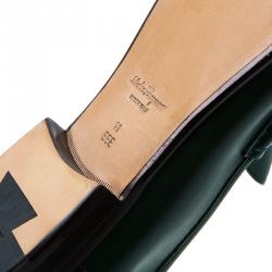 Pre Owned Salvatore Ferragamo Dark Green Gancio Bit Loafers Size 44