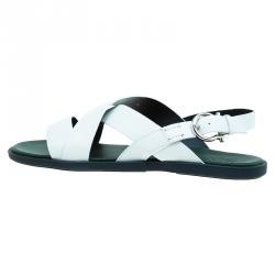 Salvatore Ferragamo White Leather Strap Sandals Size 44