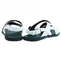 Salvatore Ferragamo White Leather Strap Sandals Size 44