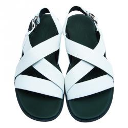 Salvatore Ferragamo White Leather Strap Sandals Size 44