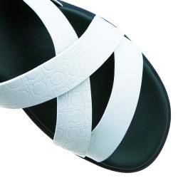 Salvatore Ferragamo White Leather Strap Sandals Size 44
