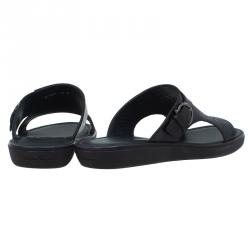 Pre Owned Salvatore Ferragamo Brown Leather Buckle Embellished Slip-On Sandals Size 43