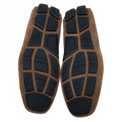 Pre Owned Salvatore Ferragamo Brown Suede Ornamented Moccasins Size 42