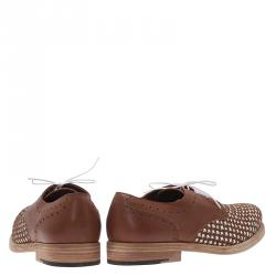 مملوكة مسبقًا Salvatore Ferragamo Brown Woven Leather Bario Oxfords Size 43.5