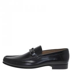 مملوكة مسبقًا حذاء لوفرز سالفاتوري فيراغامو موريس غانسيو بيت جلد أسود مقاس 44.5