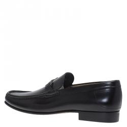 مملوكة مسبقًا حذاء لوفرز سالفاتوري فيراغامو موريس غانسيو بيت جلد أسود مقاس 44.5