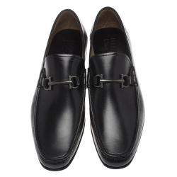 مملوكة مسبقًا حذاء لوفرز سالفاتوري فيراغامو موريس غانسيو بيت جلد أسود مقاس 44.5