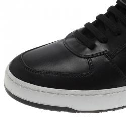 Pre Owned Salvatore Ferragamo Black Leather Nayon Gancio High Top Sneakers Size 41
