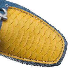 Salvatore Ferragamo Two Tone Python Parigi Gancini Driver Loafers Size 43
