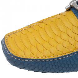 Salvatore Ferragamo Two Tone Python Parigi Gancini Driver Loafers Size 43