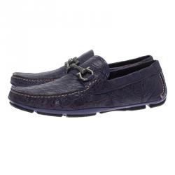 Pre Owned Salvatore Ferragamo Purple Alligator Parigi Driving Loafers Size 40.5