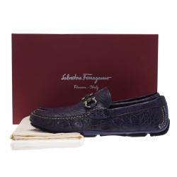 Pre Owned Salvatore Ferragamo Purple Alligator Parigi Driving Loafers Size 40.5