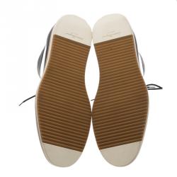 Pre Owned Salvatore Ferragamo Black Leather Mito Lace up Sneaker Boots Size 44