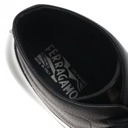 Pre Owned Salvatore Ferragamo Black Leather Mito Lace up Sneaker Boots Size 44